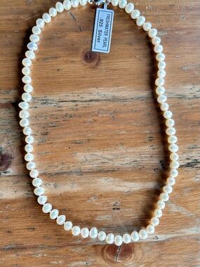 Freshwater Pearl Necklace - White Pearls, .925 Silver Tag